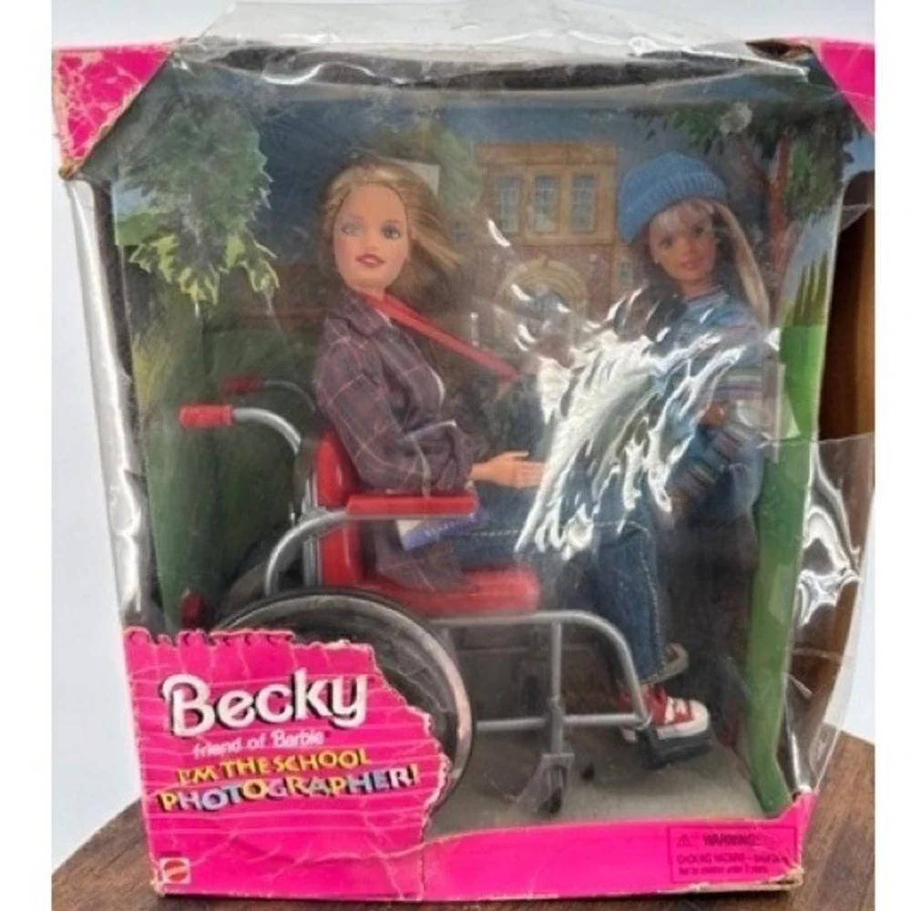 Vintage NEW Mattel Becky Friend Barbie School Photographer Doll 1998 Wheelchair